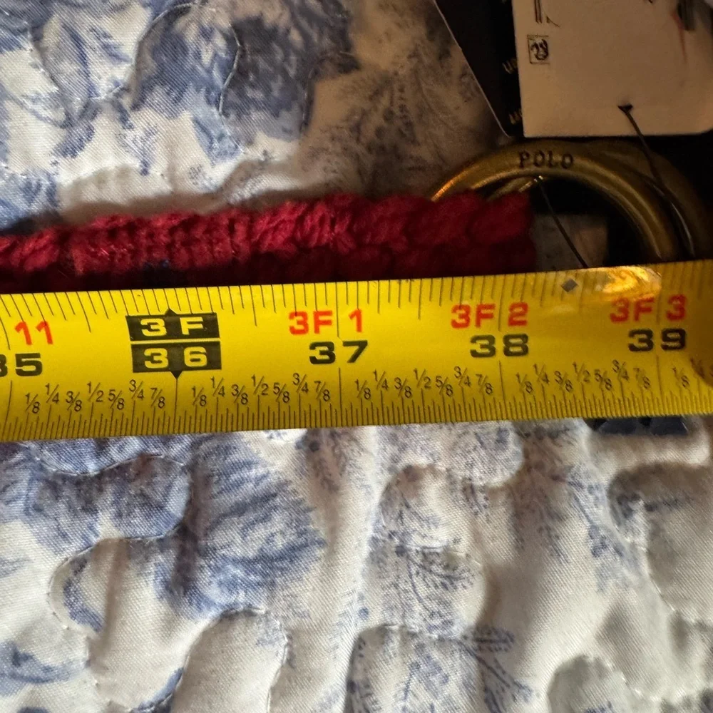 Ralph Lauren Red Braided Belt with Brass Buckle